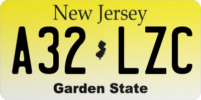 NJ license plate A32LZC