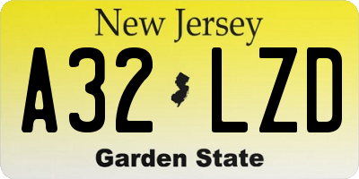 NJ license plate A32LZD
