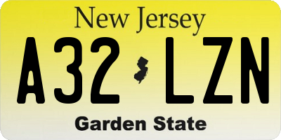 NJ license plate A32LZN