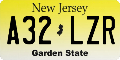 NJ license plate A32LZR