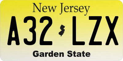 NJ license plate A32LZX