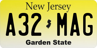 NJ license plate A32MAG
