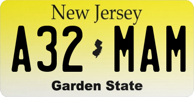 NJ license plate A32MAM
