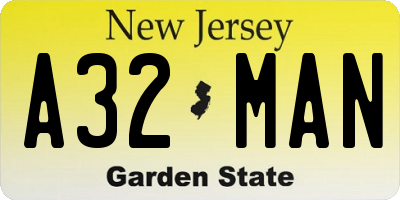 NJ license plate A32MAN