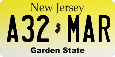 NJ license plate A32MAR