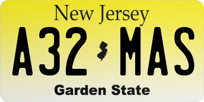 NJ license plate A32MAS