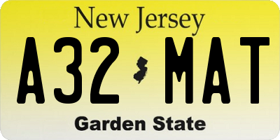 NJ license plate A32MAT