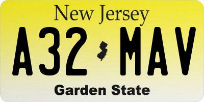 NJ license plate A32MAV