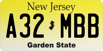 NJ license plate A32MBB