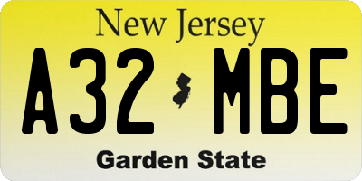NJ license plate A32MBE