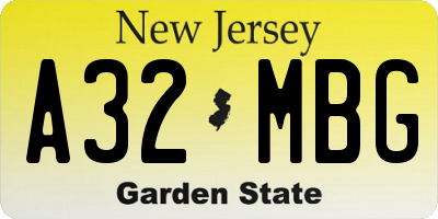 NJ license plate A32MBG