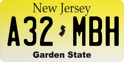 NJ license plate A32MBH