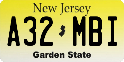 NJ license plate A32MBI