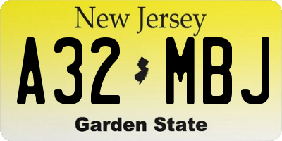 NJ license plate A32MBJ