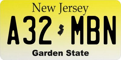 NJ license plate A32MBN