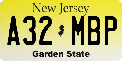 NJ license plate A32MBP