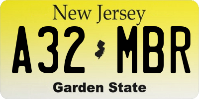 NJ license plate A32MBR