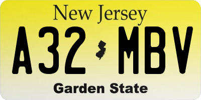 NJ license plate A32MBV