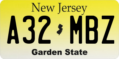 NJ license plate A32MBZ
