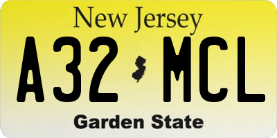 NJ license plate A32MCL