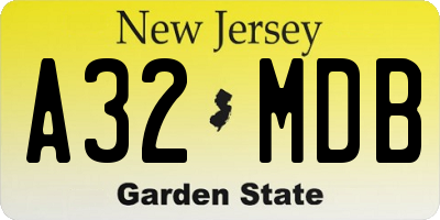 NJ license plate A32MDB
