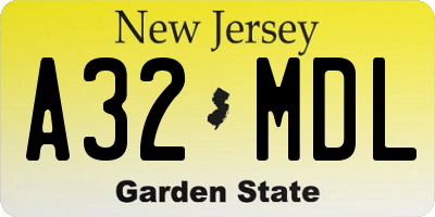 NJ license plate A32MDL