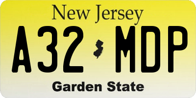 NJ license plate A32MDP