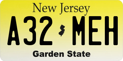 NJ license plate A32MEH