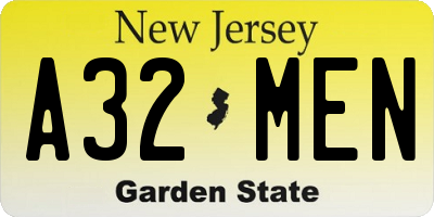 NJ license plate A32MEN