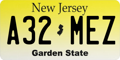 NJ license plate A32MEZ