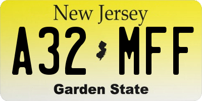 NJ license plate A32MFF