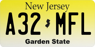 NJ license plate A32MFL