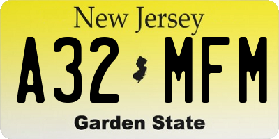 NJ license plate A32MFM