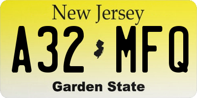 NJ license plate A32MFQ