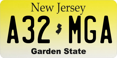 NJ license plate A32MGA