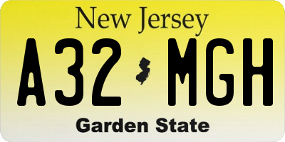 NJ license plate A32MGH