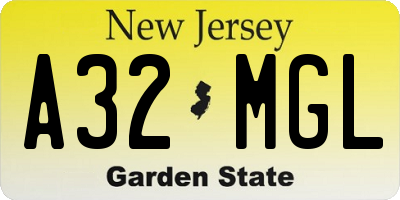 NJ license plate A32MGL