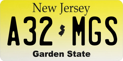 NJ license plate A32MGS