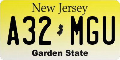 NJ license plate A32MGU
