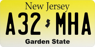 NJ license plate A32MHA