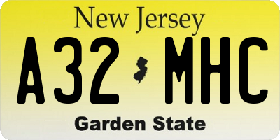 NJ license plate A32MHC