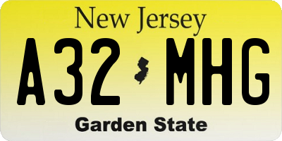 NJ license plate A32MHG