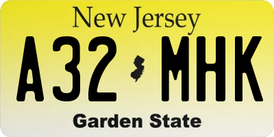 NJ license plate A32MHK