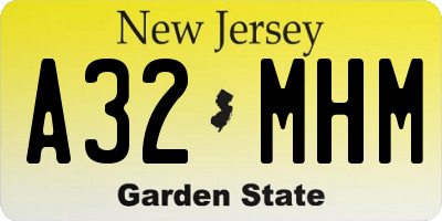 NJ license plate A32MHM