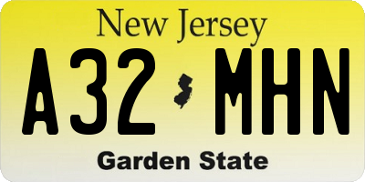 NJ license plate A32MHN