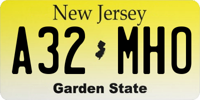 NJ license plate A32MHO