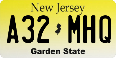 NJ license plate A32MHQ