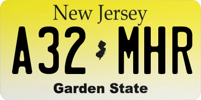 NJ license plate A32MHR