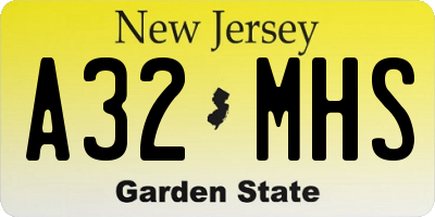 NJ license plate A32MHS
