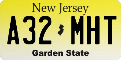 NJ license plate A32MHT